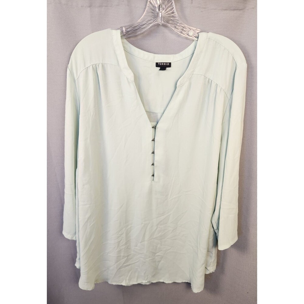 Torrid Blouse Women’s‎ Seafoam Green Long Sleeve Sz 3x Lightweight